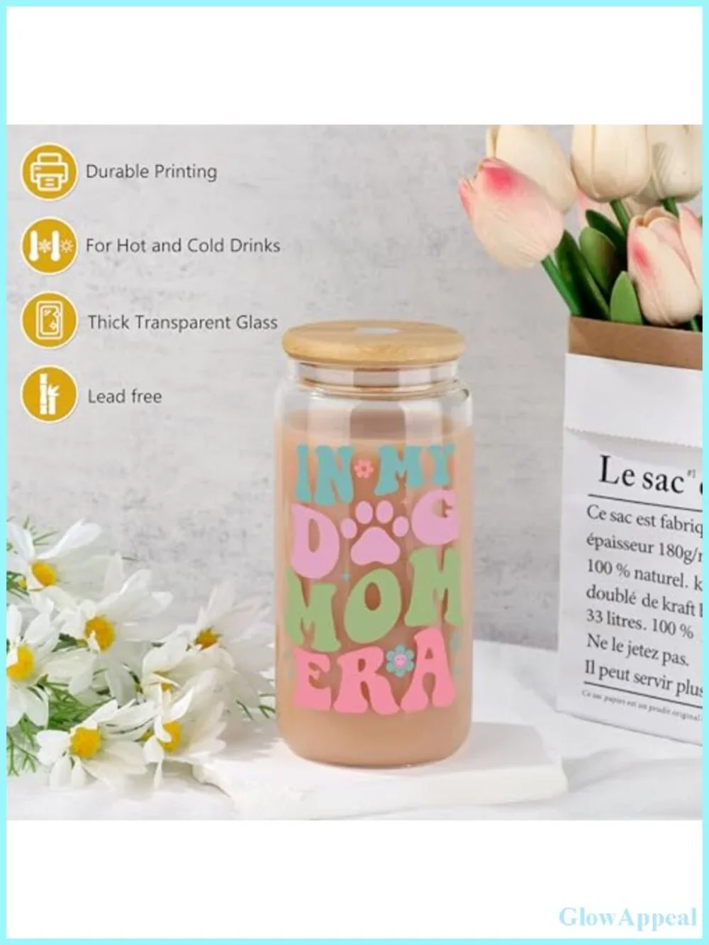 Dog Mom Gift Set Canvas Tote Bag with Makeup Bag Bracelet Candle